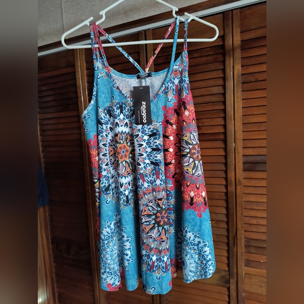 Zeagoo Blue and Pink Patterned Dress